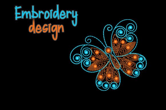 Blue-Orange Butterfly Embroidery Design Review
