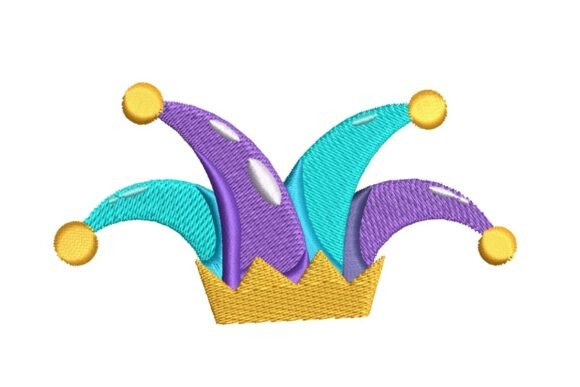 Colorful Harlequin Jester Hat Embroidery Design