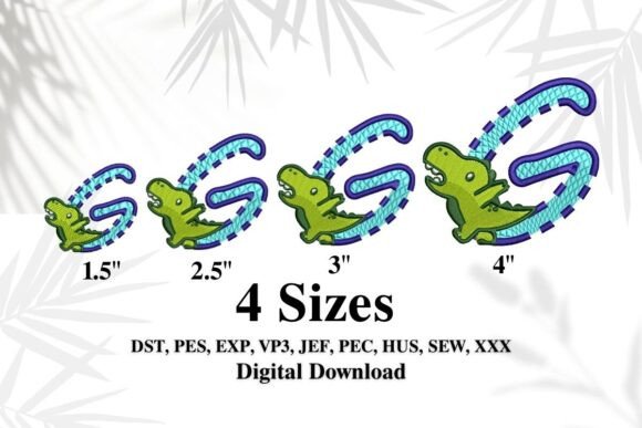 Cute Dinosaur Embroidery Alphabet G
