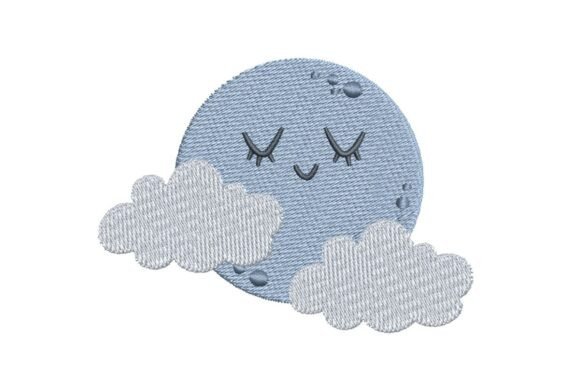Cute Sleeping Moon or Planet with Clouds Embroidery Design Review