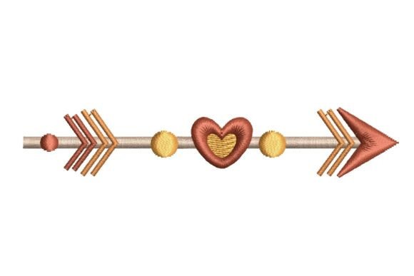 Decorative Arrow with Heart and Beads Embroidery Design