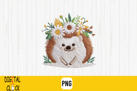 Faux Embroidery Floral Hedgehog PNG Review