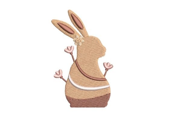 Festive Easter Bunny with Floral Accents Embroidery Design