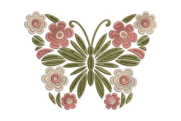 Floral Butterfly Machine Embroidery
