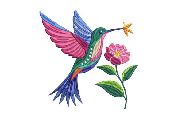 Hummingbird Flower Embroidery